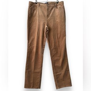 TALBOTS Women Corduroy Chino Pants Camel Tan Plus 16 High Rise Straight Trouser